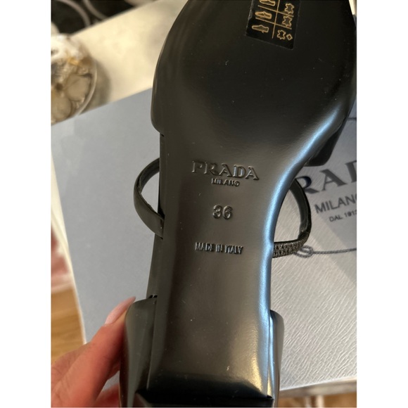 PRADA Logo Strap Pointed toe Ballerina Flats, size 36 - Picture 8 of 9